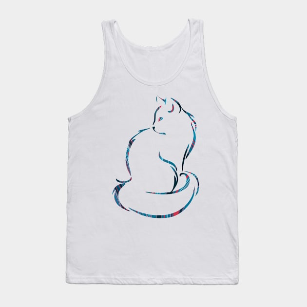 Ornate Abstract Cat Colorful Illustration Tank Top by VintCam